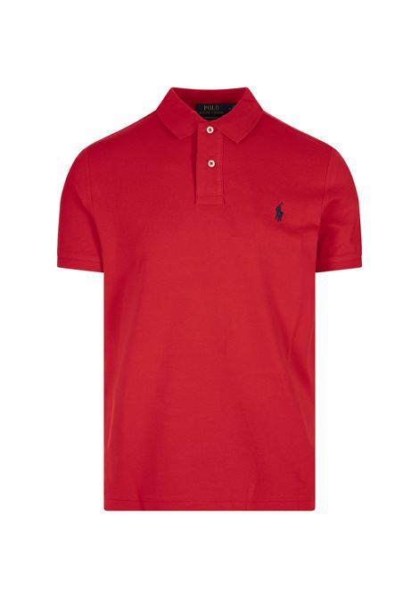 Red Short-Sleeve Custom Slim Fit Polo Shirt with Pony RALPH LAUREN | 710-666998003